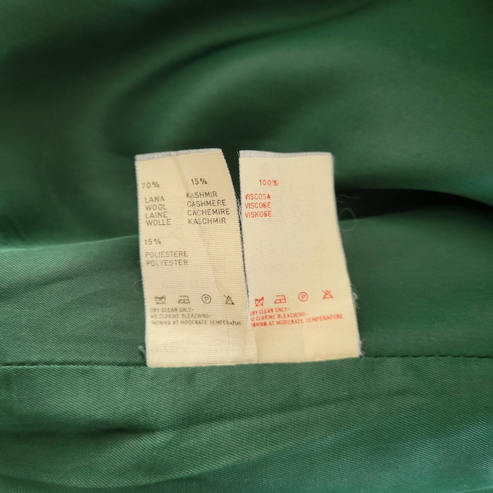 LES COPAINS Vintage Elegant Emeral Green Cashmere Wool Blend Full Length Coat - Picture 2 of 8